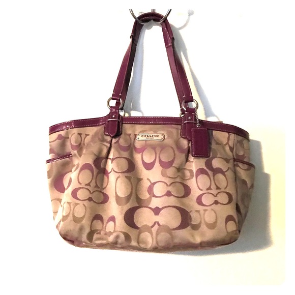 Coach Handbags - Khaki and Berry Purple Authentic Coach Purse